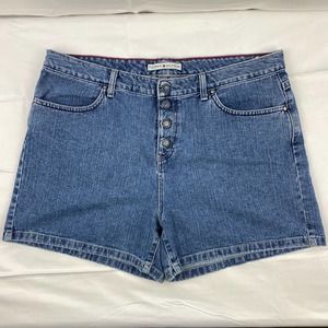 Tommy Hilfiger Women's Sz 16 Snap Button Fly Jean Short High Rise 90’s Y2K Blue